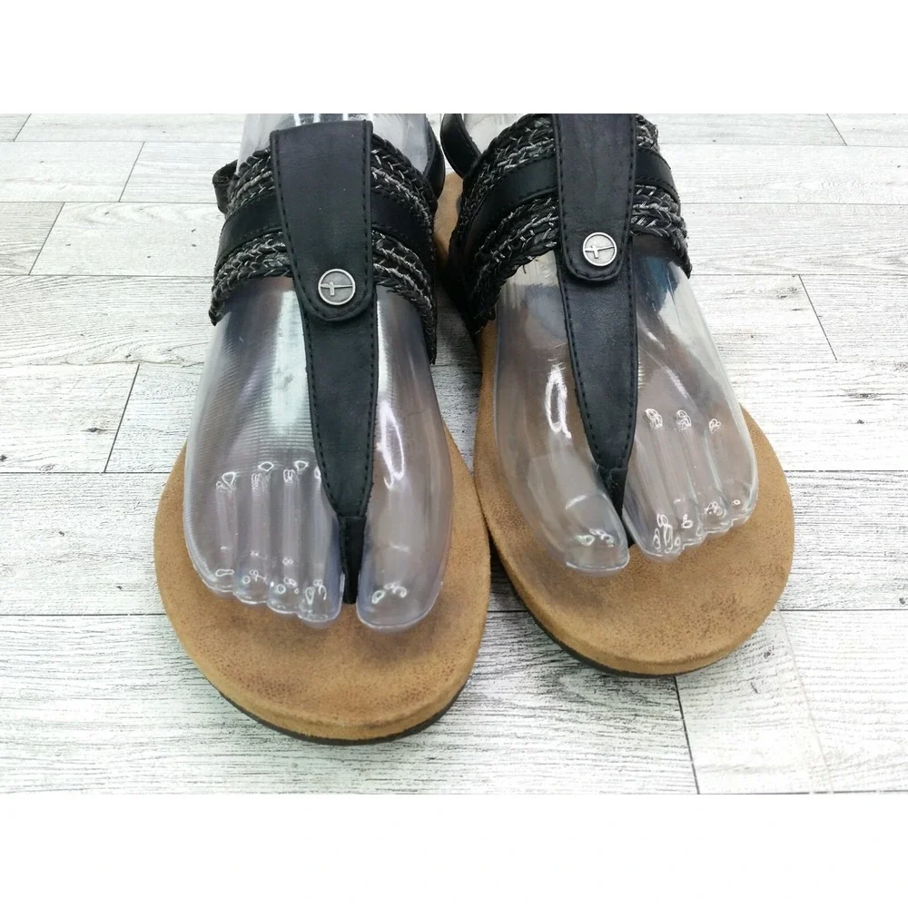 Women's Tamaris Thong‎ Sandals Black Straps Flats Size EU 38 US 7.5/8 Shoes